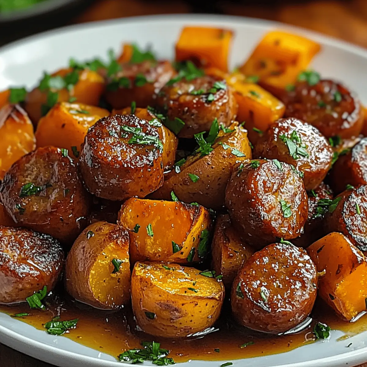 Sausage and Sweet Potatoes with Honey Garlic Sauce Bliss 4 Sausage and Sweet Potatoes with Honey Garlic Sauce