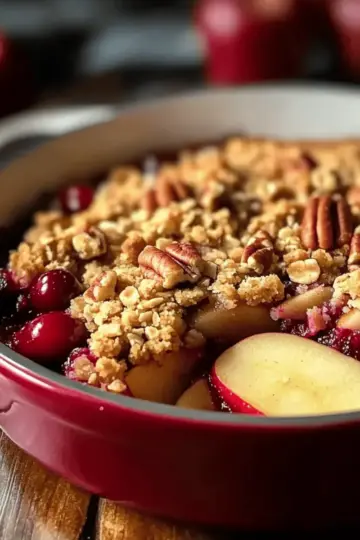 Cranberry Apple Crumble With Pecan Topping