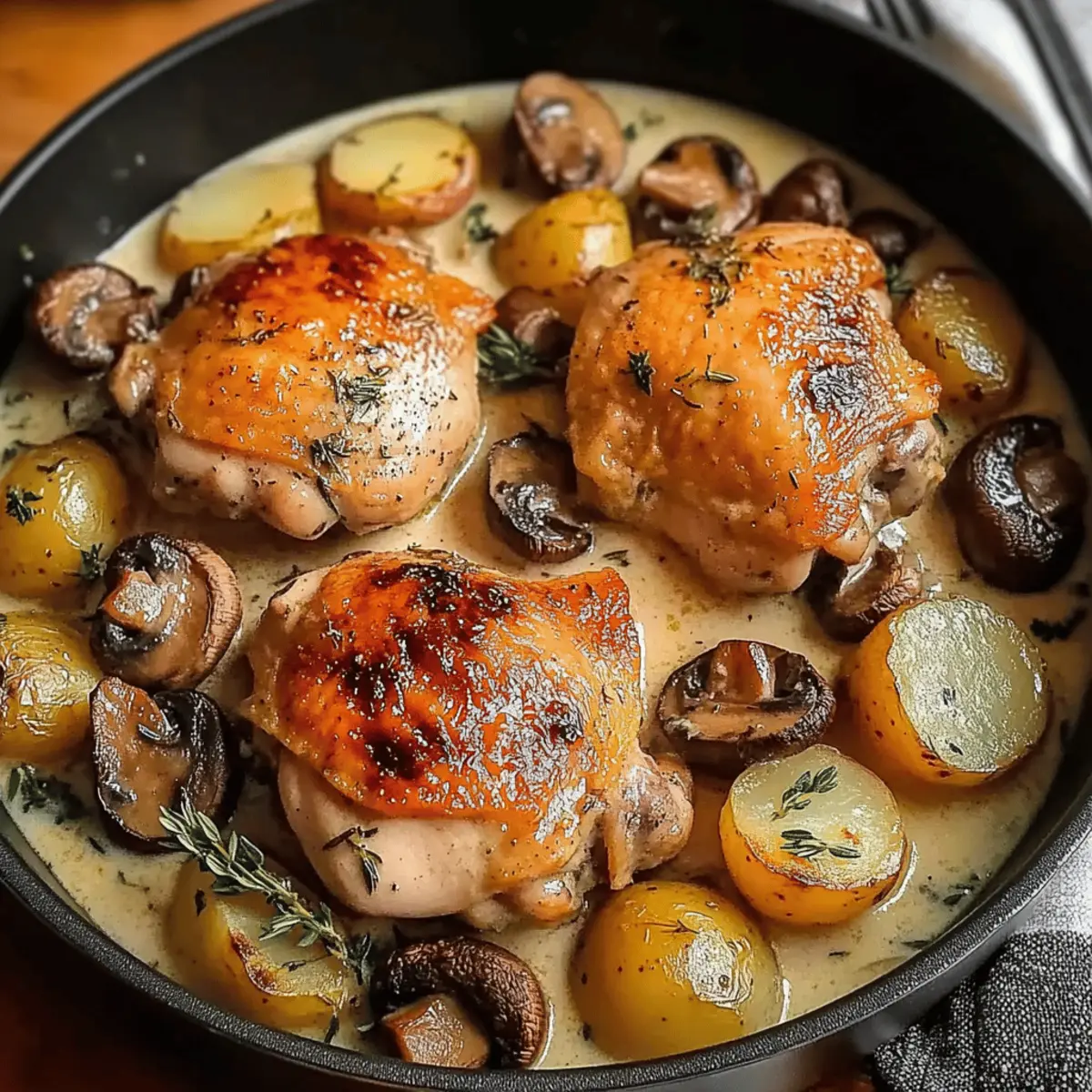 Roasted Chicken in Creamy White Sauce with Mushroom and Potatoes Bliss 4 Roasted Chicken in Creamy White Sauce with Mushroom and Potatoes