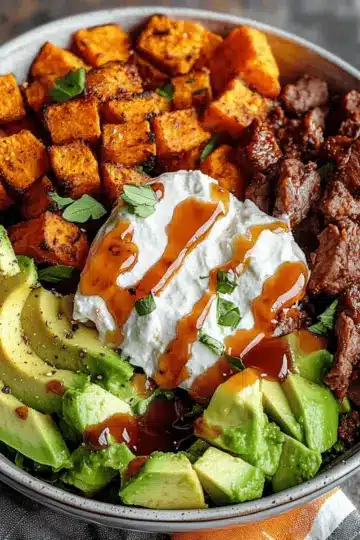Savory Power Bowl with Honey Drizzle
