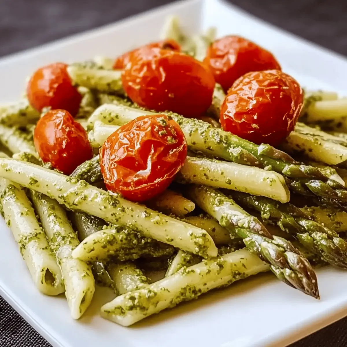Asparagus Pesto Pasta with Roasted Tomatoes gbmwcg