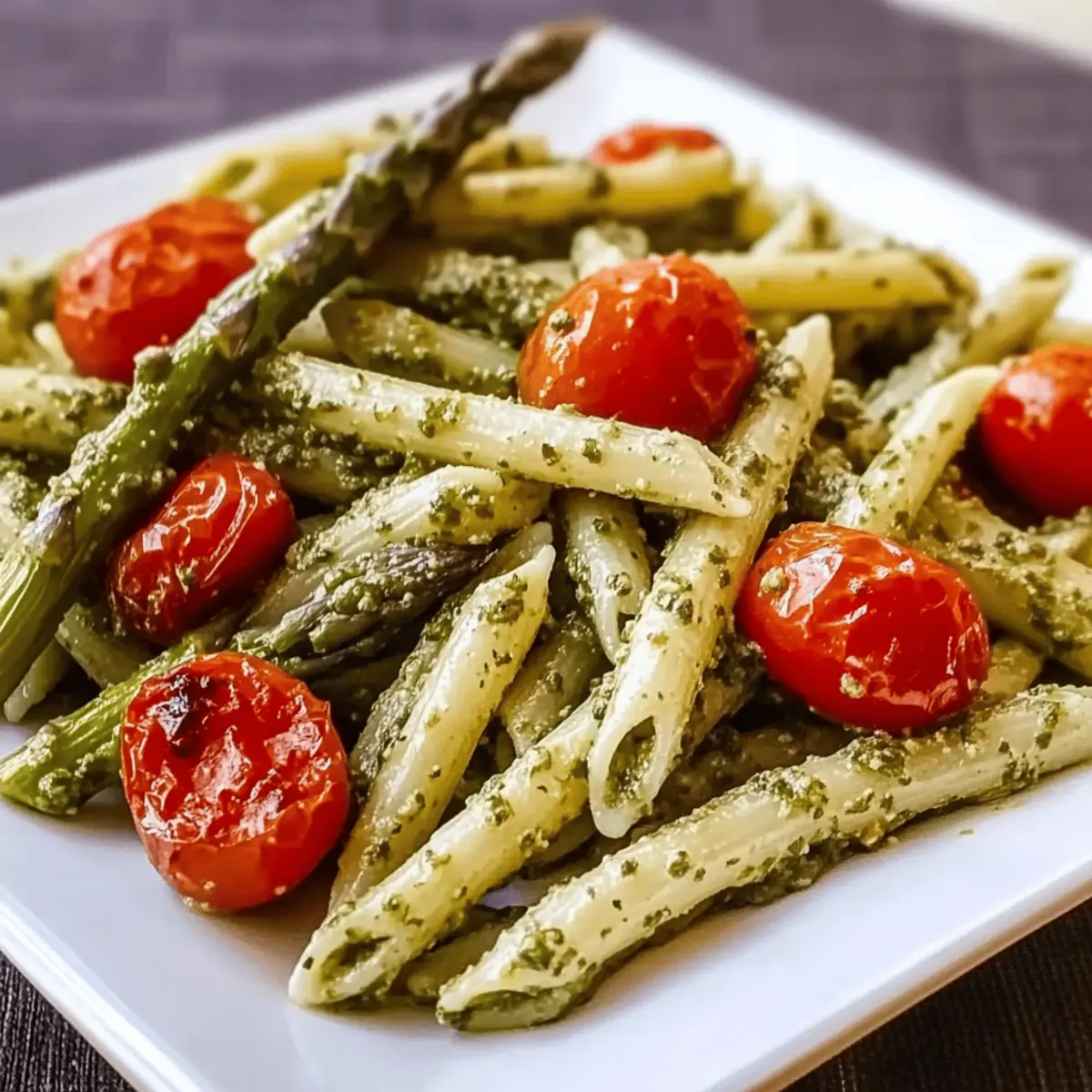 Asparagus Pesto Pasta with Roasted Tomatoes lkbwdm