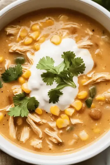 Crockpot Sweet Corn & Pepper Jack White Chicken Chili