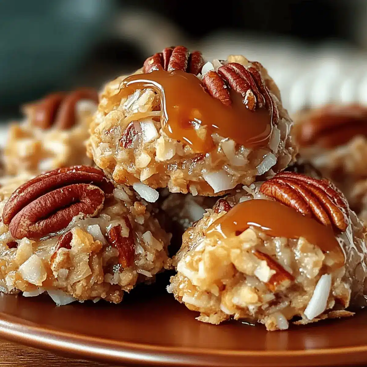 No-Bake Coconut Pecan Praline Cookies