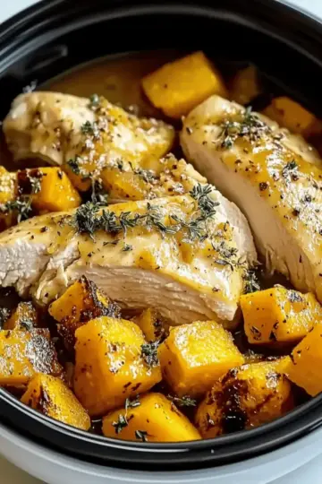 Crockpot Maple Dijon Chicken With Butternut Squash kdjcus