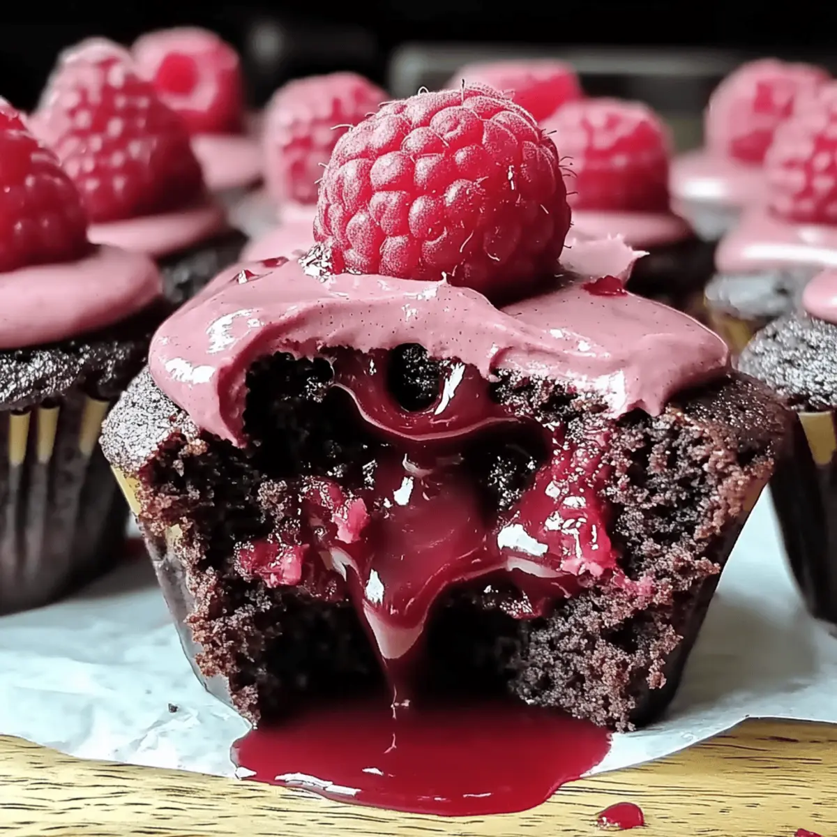 Decadent Raspberry Chocolate Lava Cupcakes uljmhd
