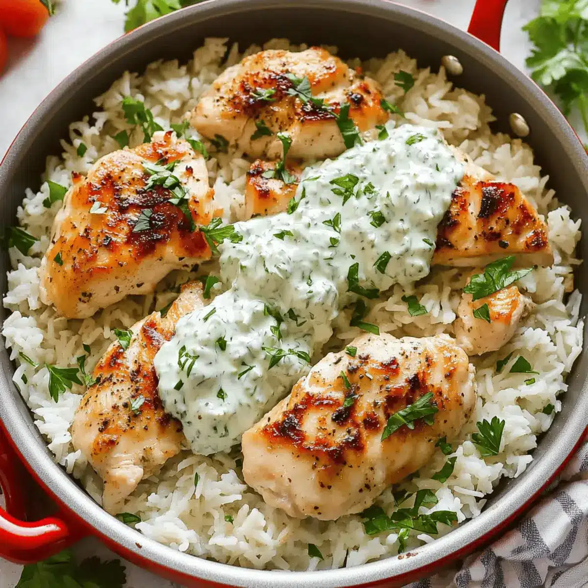 Dump and Bake Chicken Tzatziki with Rice secvaq