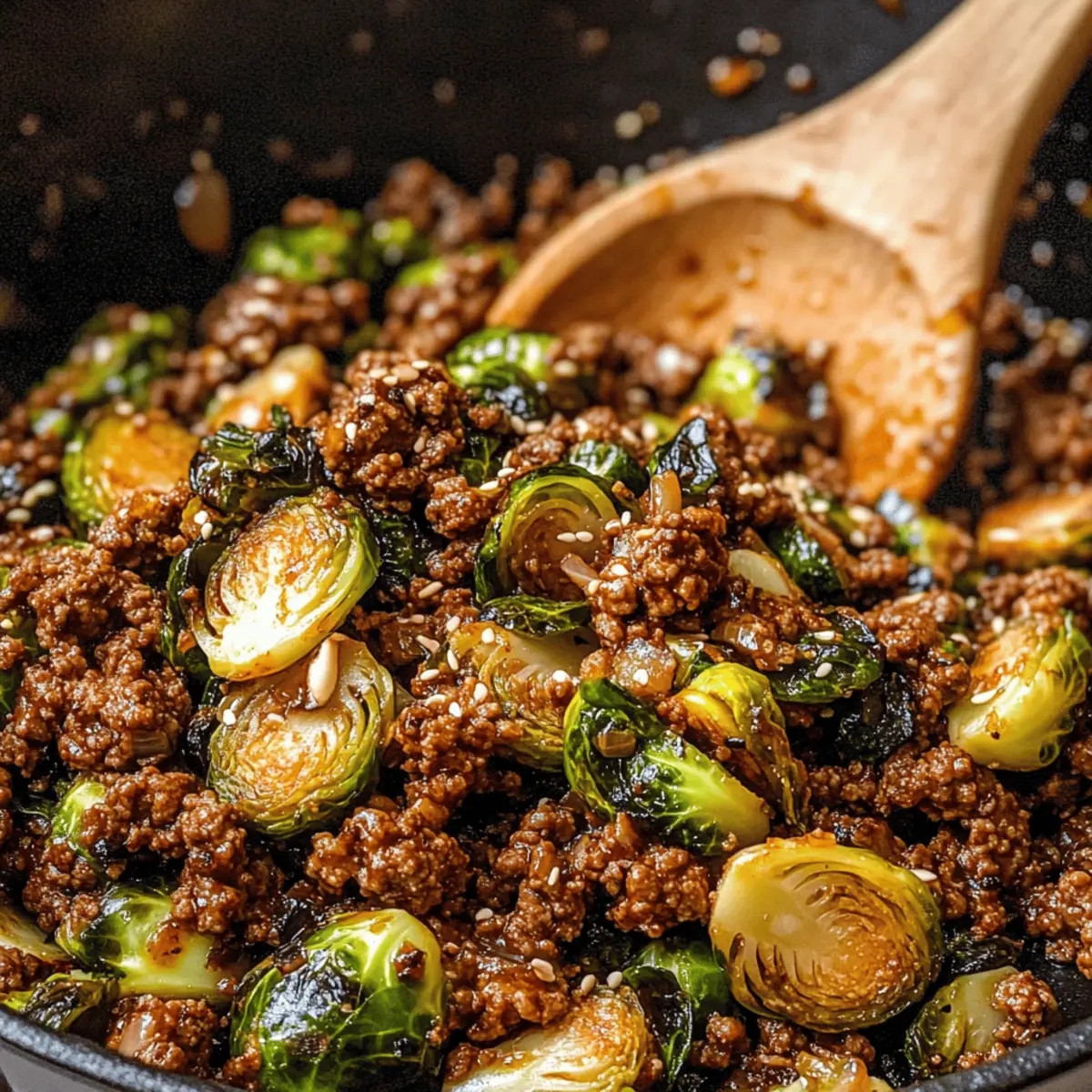 Ground Beef and Brussels Sprouts