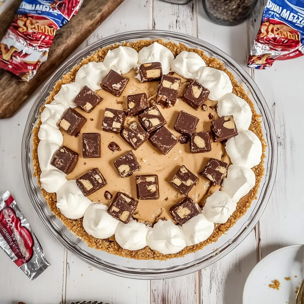 No Bake Snickers Pie
