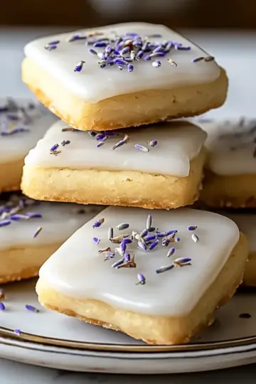 Iced Lemon Lavender Shortbread Cookies