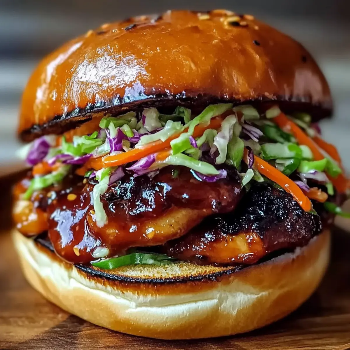 Korean BBQ Chicken Sandwich with Cabbage Slaw