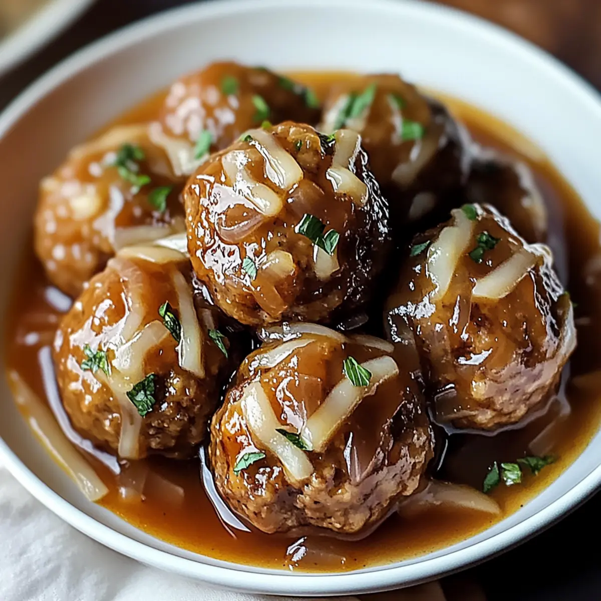 Crock Pot French Onion Meatballs iz3tek