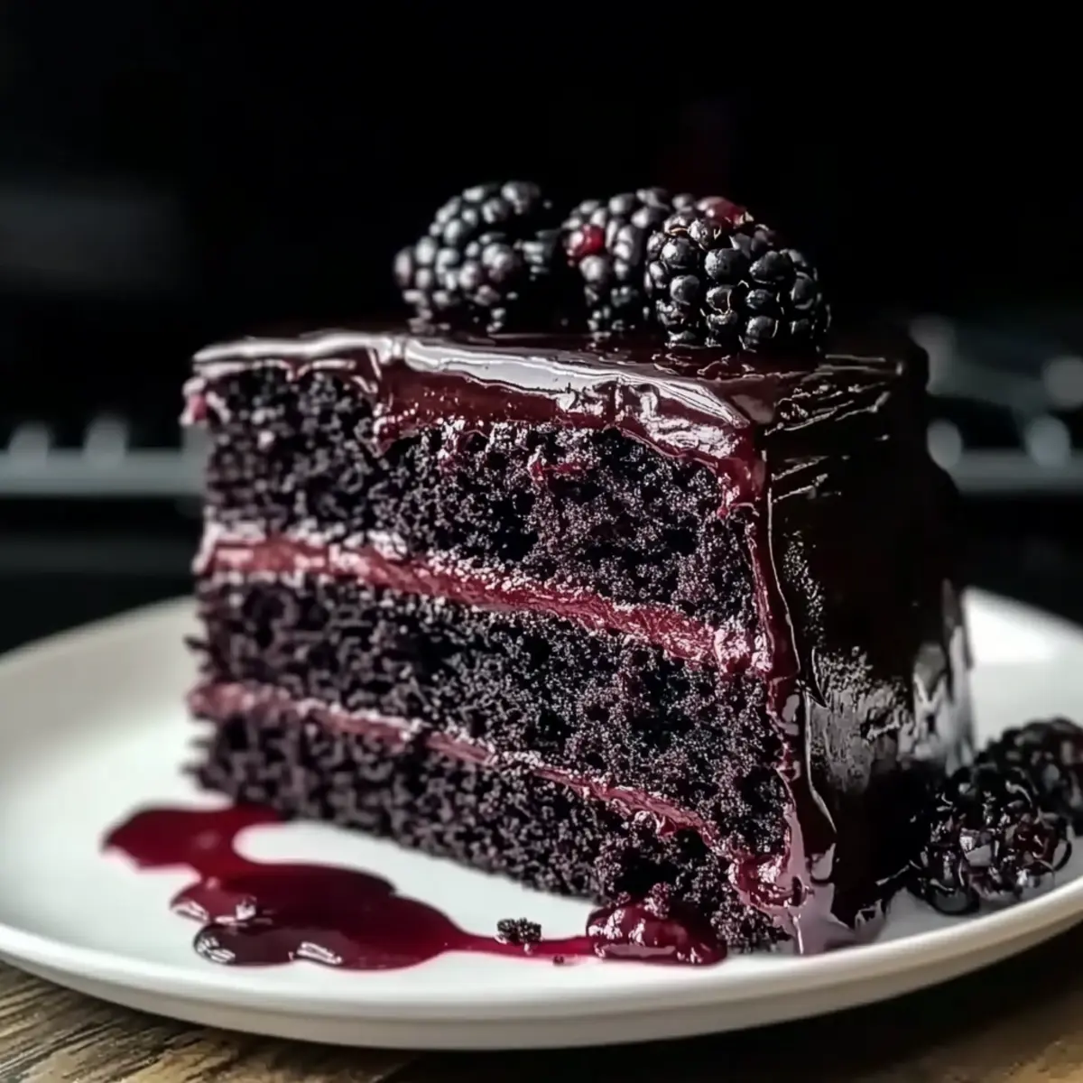 Black Velvet Cake with Blackberry