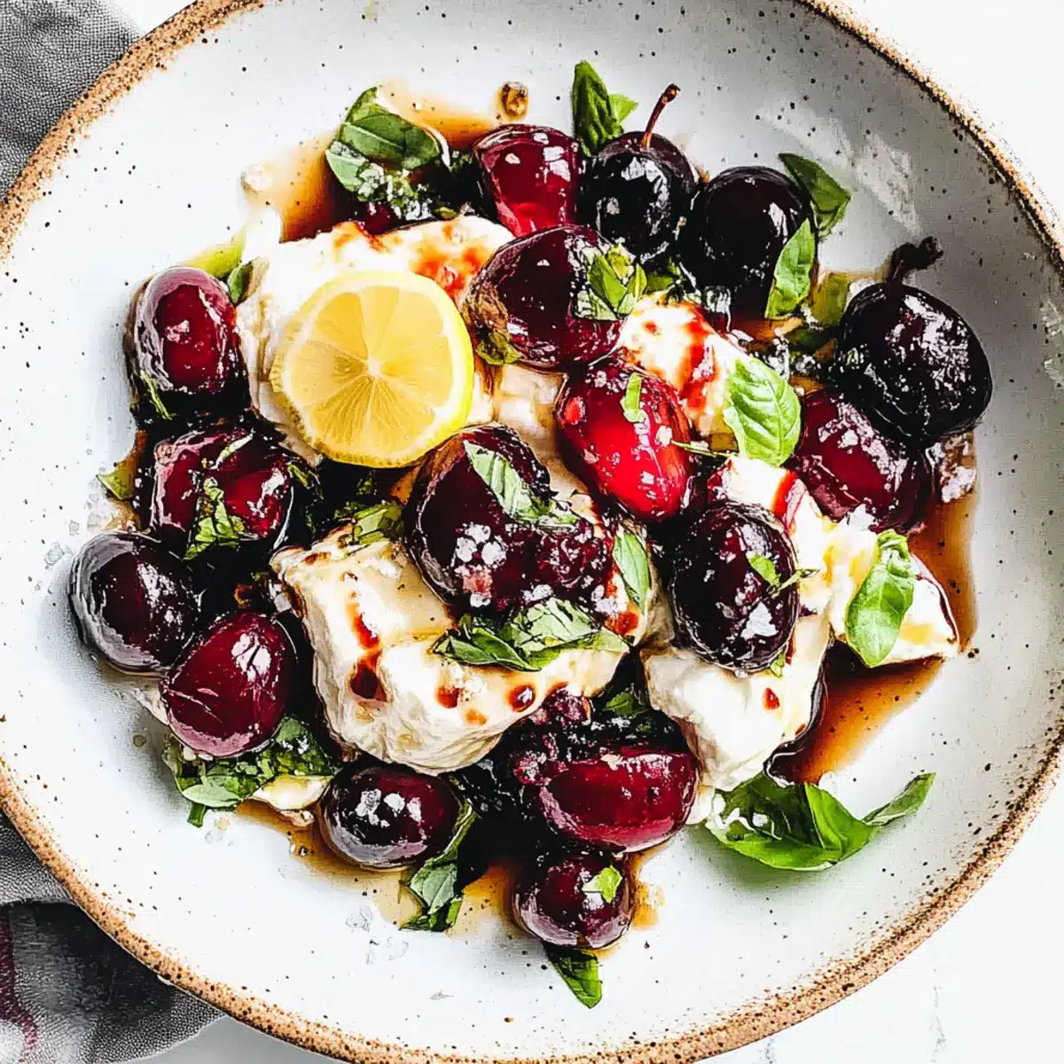 Burrata with Brown Butter, Lemon, and Cherries
