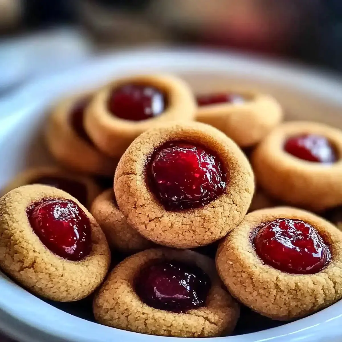Gingerbread Thumbprint Cookies with Cranberry Jam