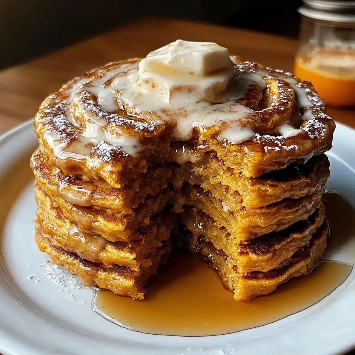 Delicious Pumpkin Cinnamon Roll Pancakes to Brighten Your Morning 2 bf9a1f8a 028e 49c3 96f1 22f304f5721fbl oatej0