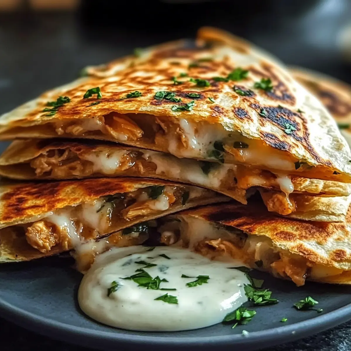 Cheesy Hot Honey Chicken Quesadillas with Jalapeño Cream Magic 4 Cheesy Hot Honey Chicken Quesadillas with Spicy Jalapeño Cream Sauce