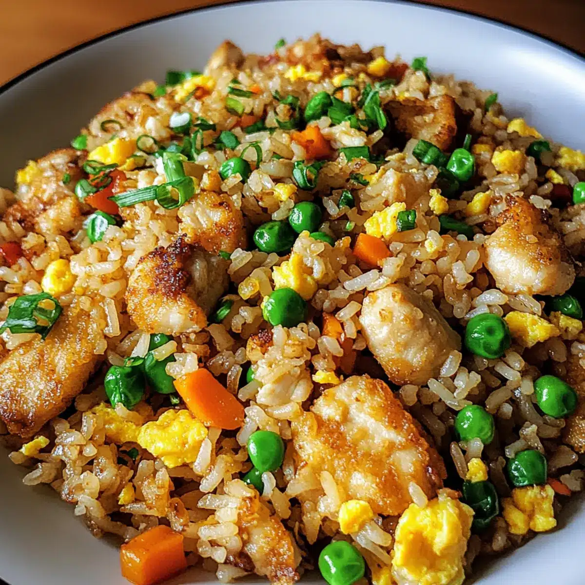 High Protein Crispy Garlic Chicken Fried Rice