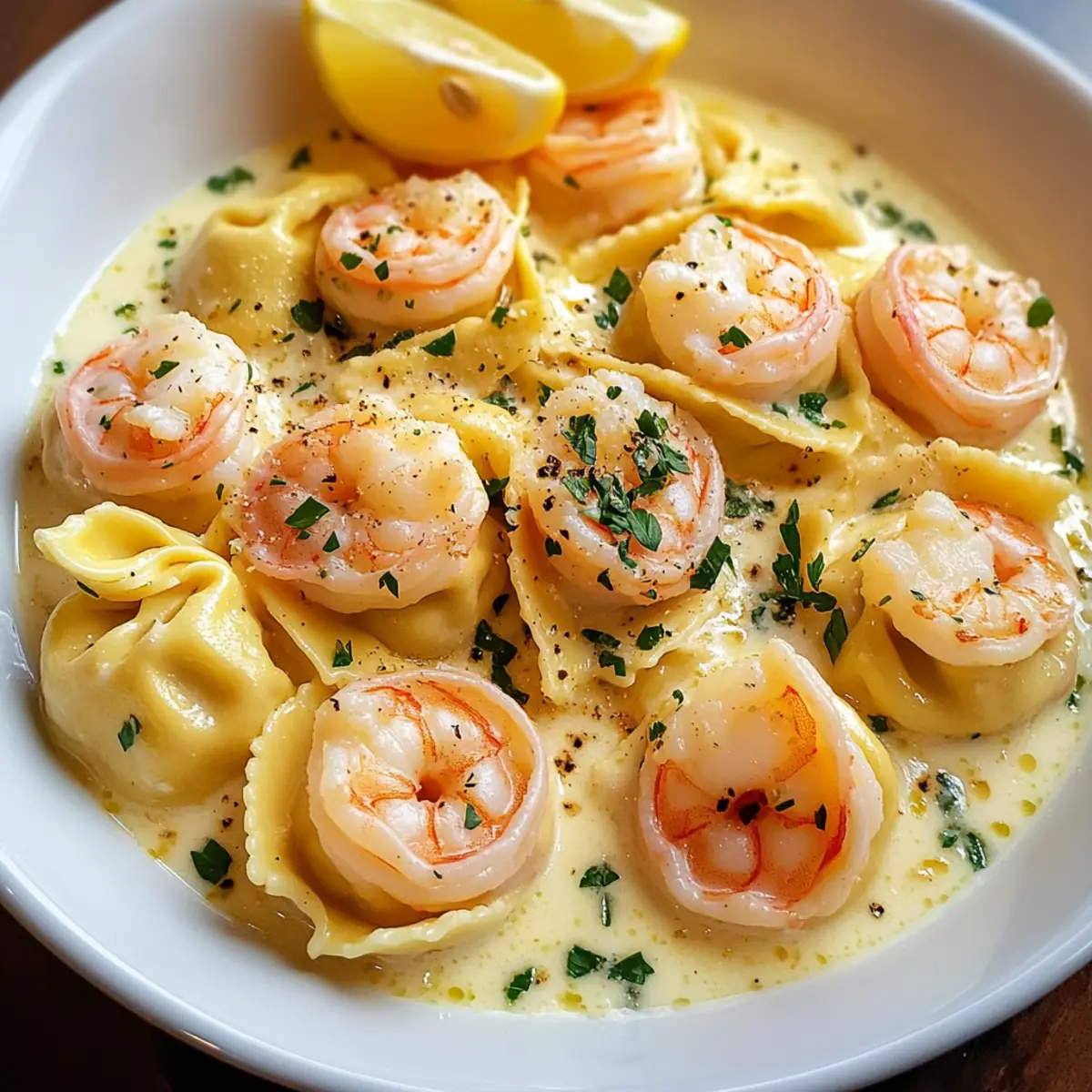 Shrimp Tortellini in Lemon Garlic Cream Sauce
