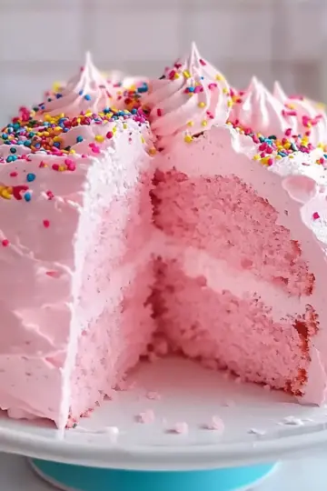 Beautiful Pink Angel Food Cake