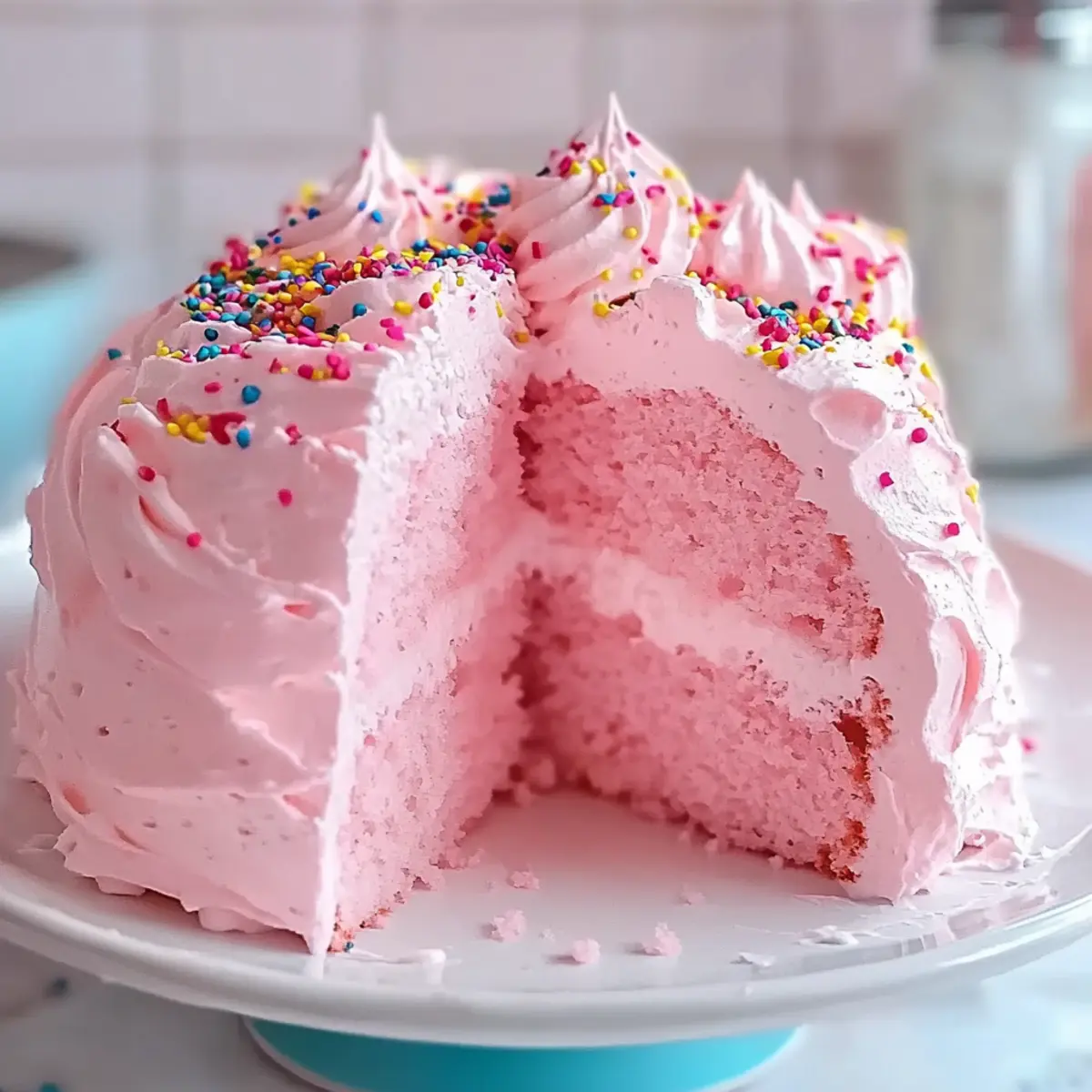 Beautiful Pink Angel Food Cake