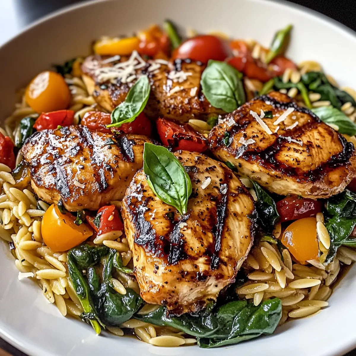 Balsamic Chicken & Veggie Orzo