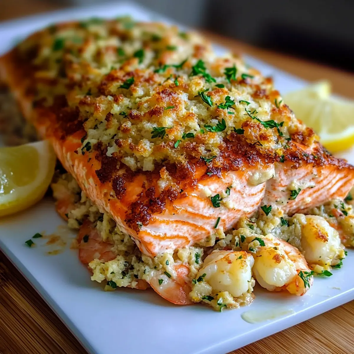 Crab and Shrimp Stuffed Salmon